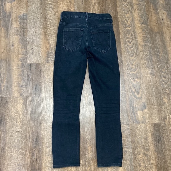 MOTHER HIGH WAISTED LOOKER IN BLACKBIRD HI RISE SKINNY FULL LENGTH DARK WASH - Picture 7 of 16